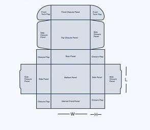 Double Wall Tuck Front flat die-line template