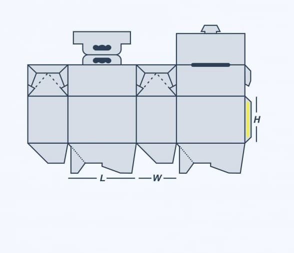 Gable Boxes Auto Bottom flat die-line template
