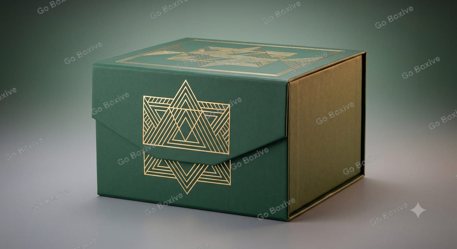 An elegant rigid gift box with gold foil detailing